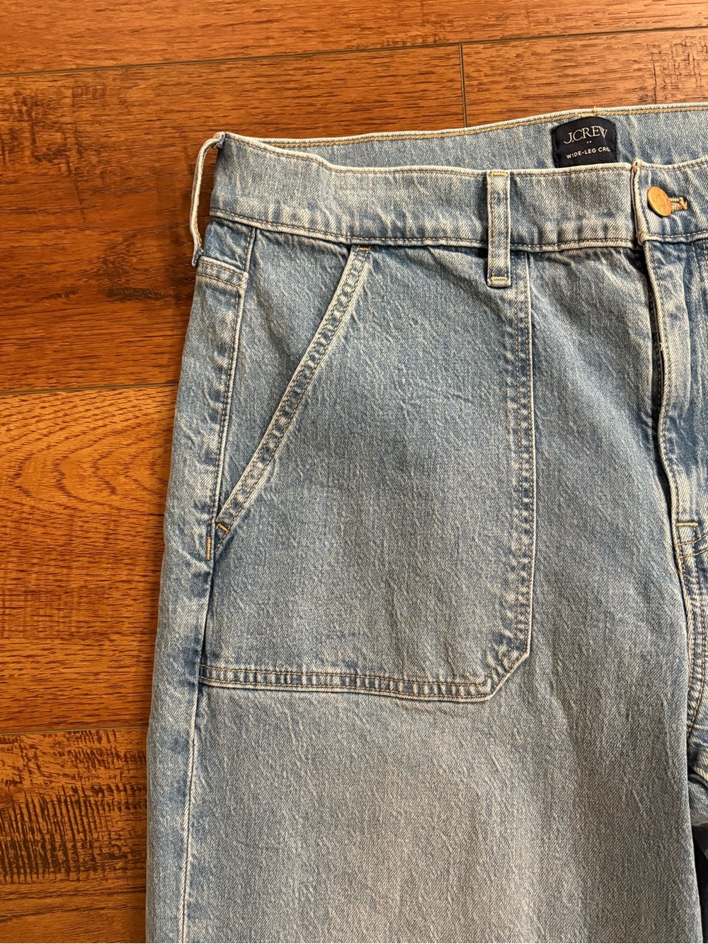 J.Crew Wide Leg Crop Jeans Light Wash Patch Pocket Denim Size 30 - Picture 4 of 9